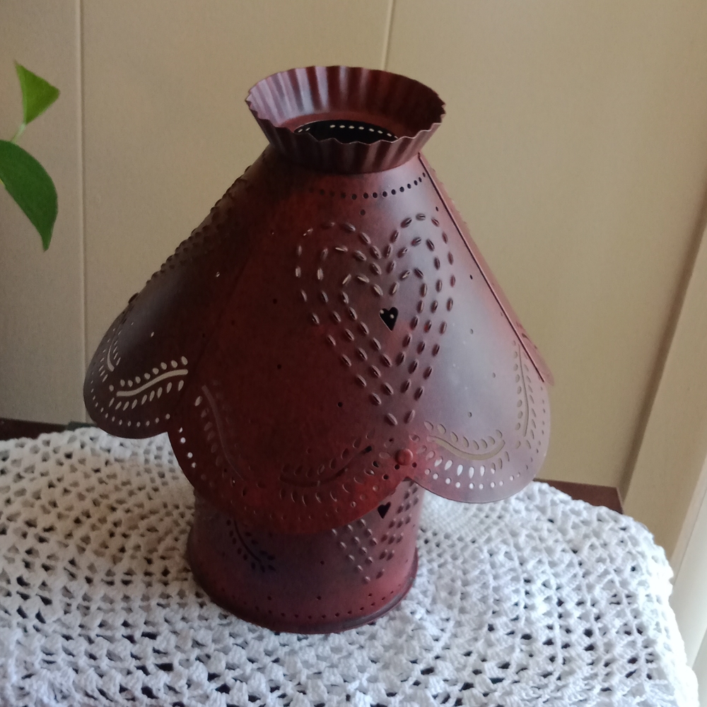 Stamped Tin Large Jar Candle Holder and Shade
